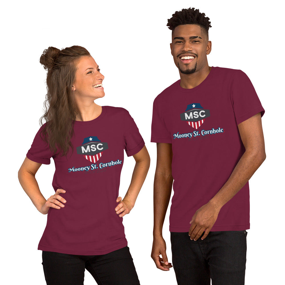 Mooney St. Cornhole Unisex t-shirt