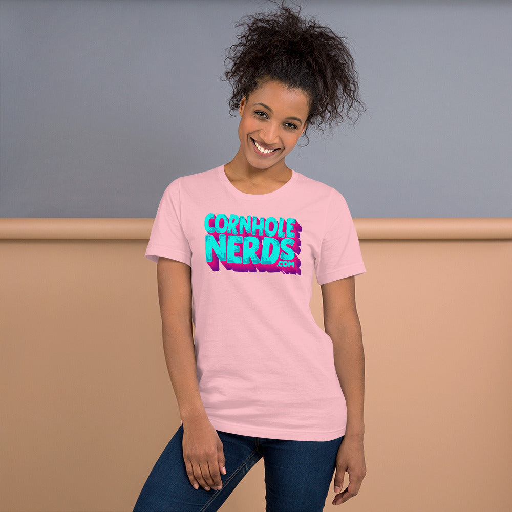 Cornhole Nerds Unisex t-shirt teal/purple