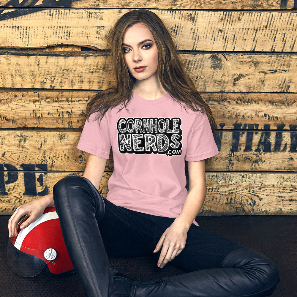 Cornhole Nerds chalk board logo Unisex t-shirt