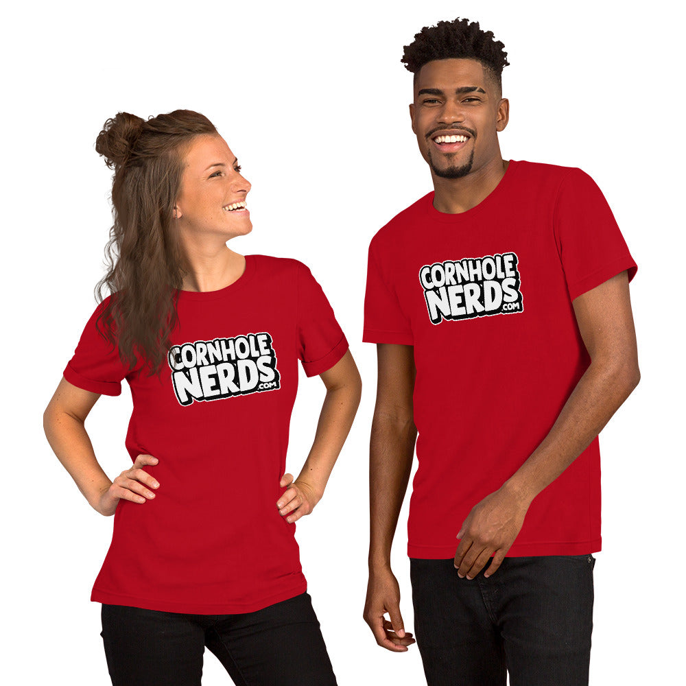 Cornhole Nerds unisex t-shirt white/black logo