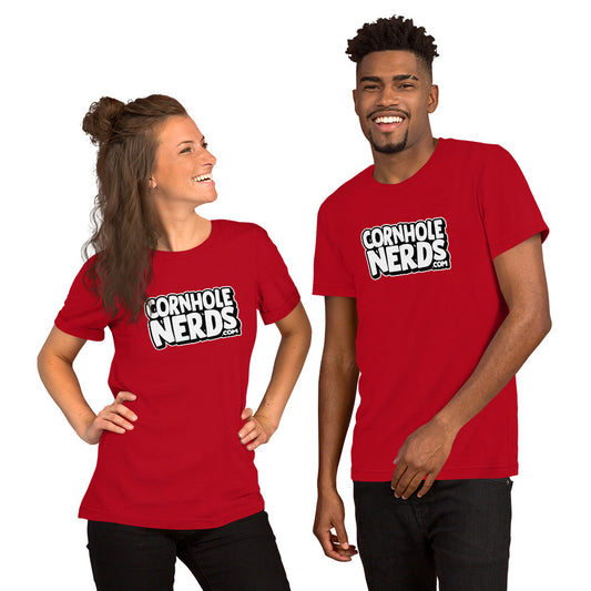Cornhole Nerds unisex t-shirt white/black logo