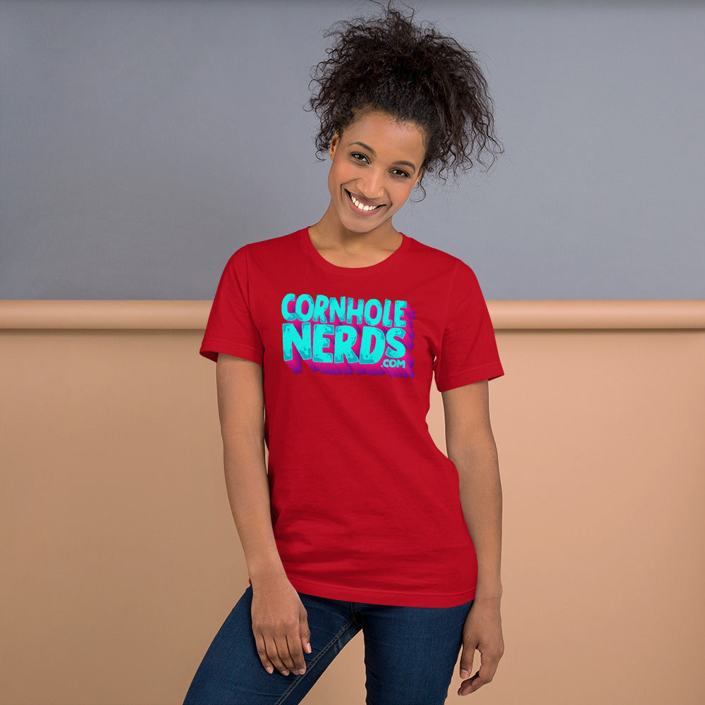 Cornhole Nerds Unisex t-shirt teal/purple