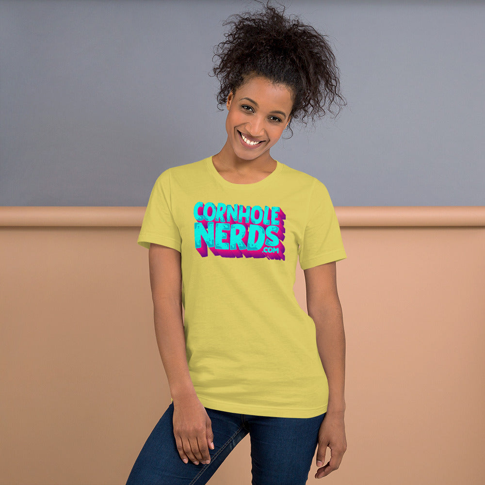 Cornhole Nerds Unisex t-shirt teal/purple
