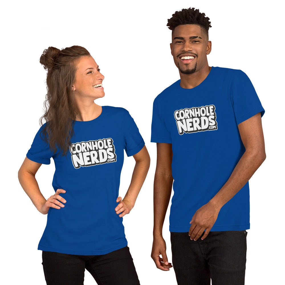 Cornhole Nerds unisex t-shirt white/black logo