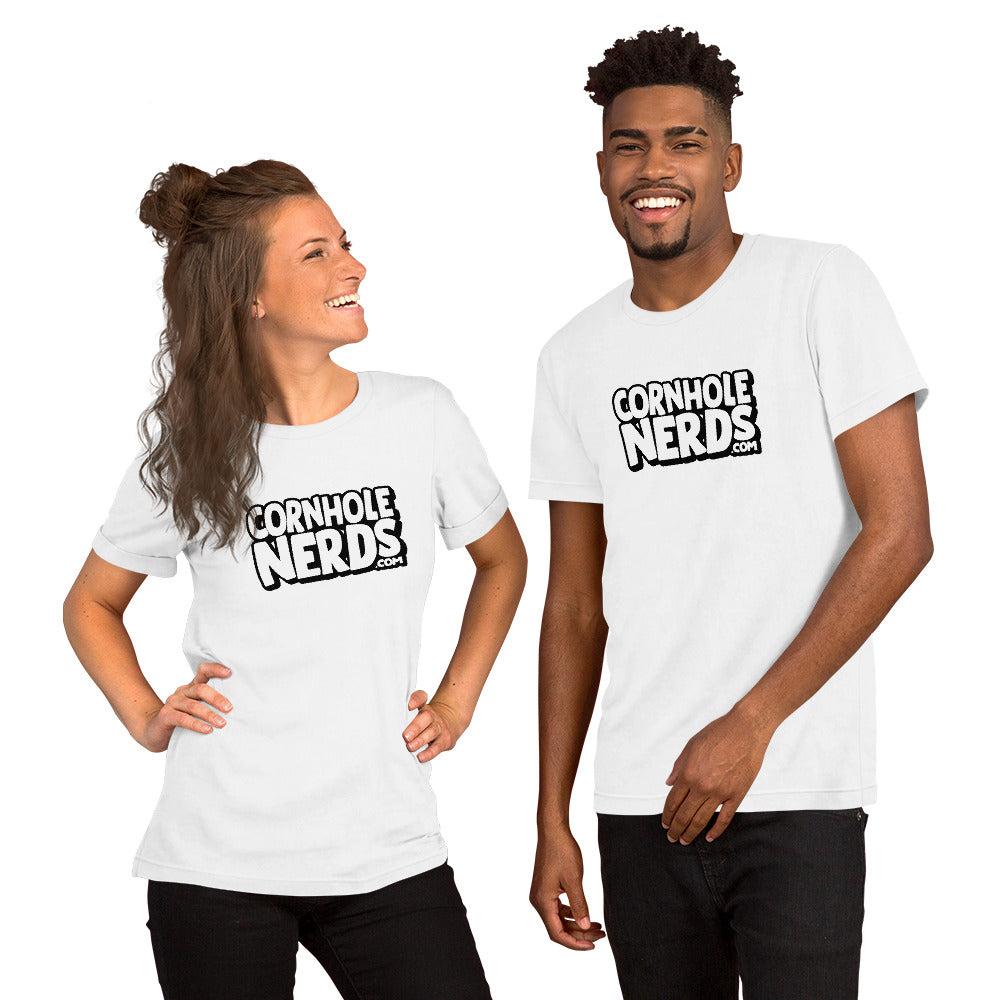 Cornhole Nerds unisex t-shirt white/black logo