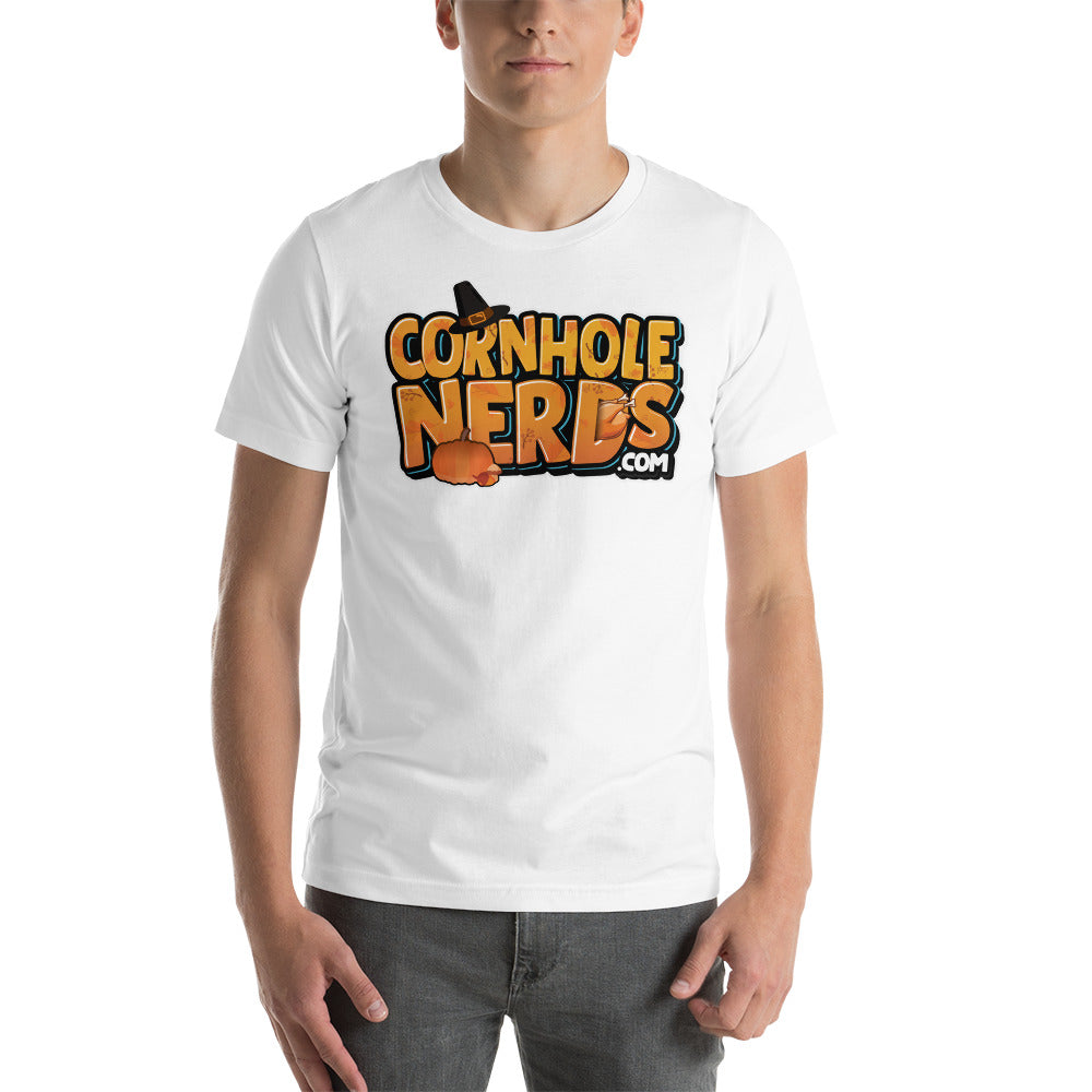 Cornhole Nerds Autumn Skies and Pumpkin Pies Unisex t-shirt