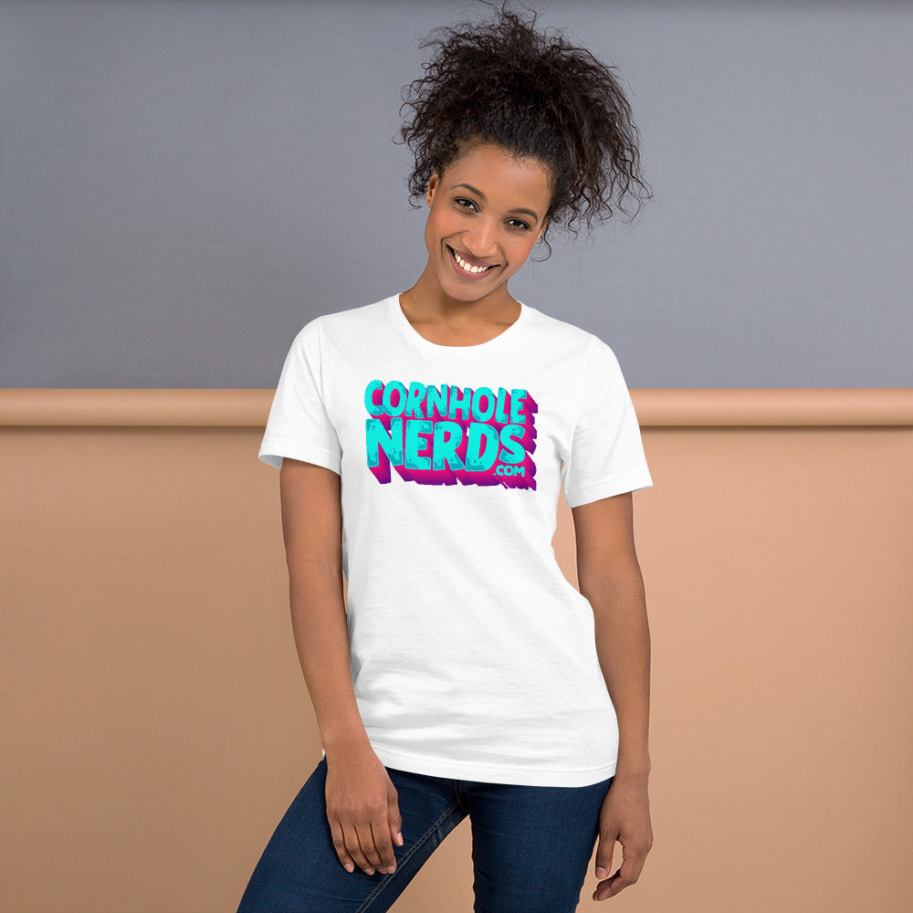 Cornhole Nerds Unisex t-shirt teal/purple