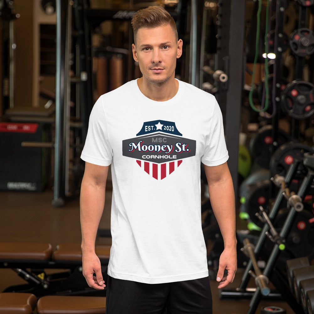 Mooney St. Cornhole Unisex t-shirt