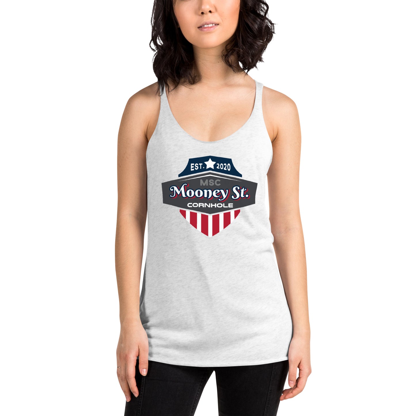 Mooney St. Cornhole Women's Racerback Tank