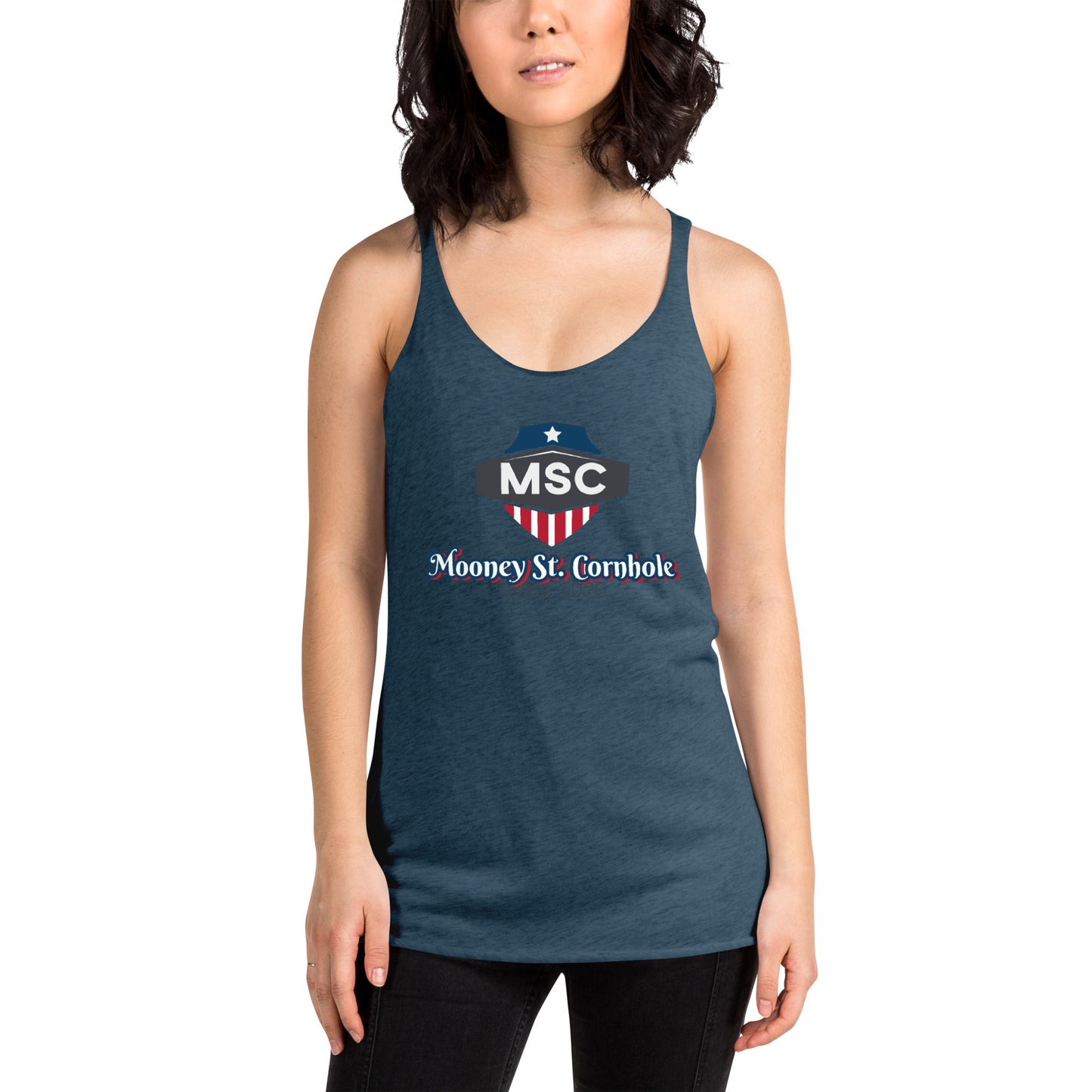 Mooney St. Cornhole Women's Racerback Tank