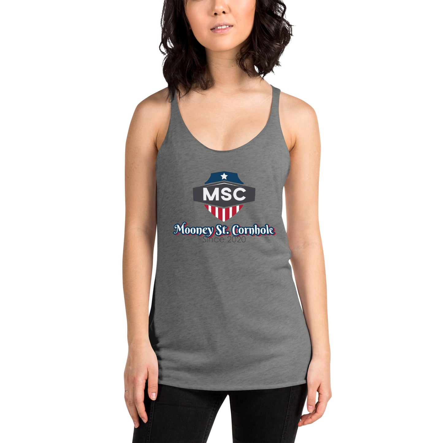 Mooney St. Cornhole Women's Racerback Tank