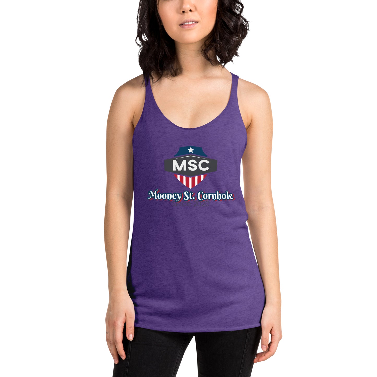 Mooney St. Cornhole Women's Racerback Tank
