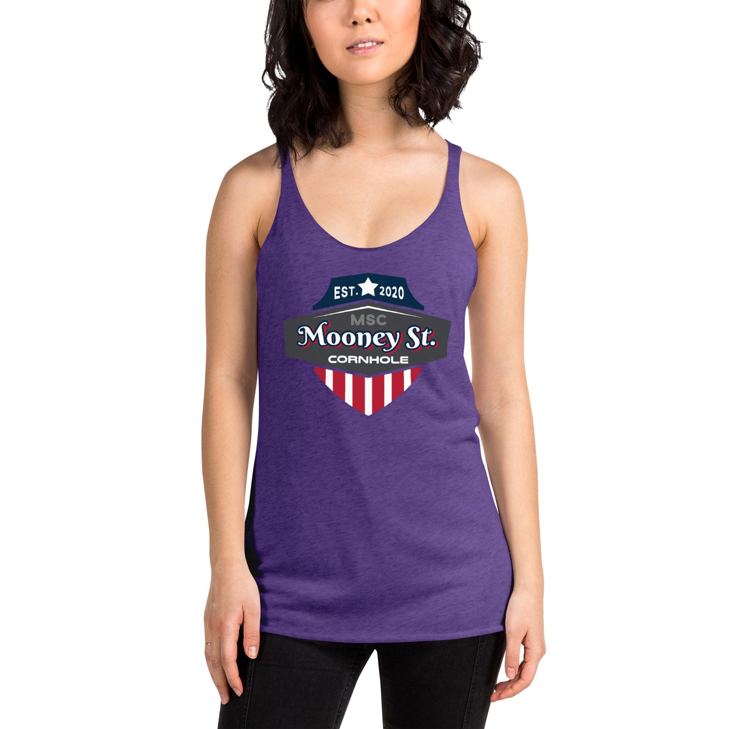Mooney St. Cornhole Women's Racerback Tank