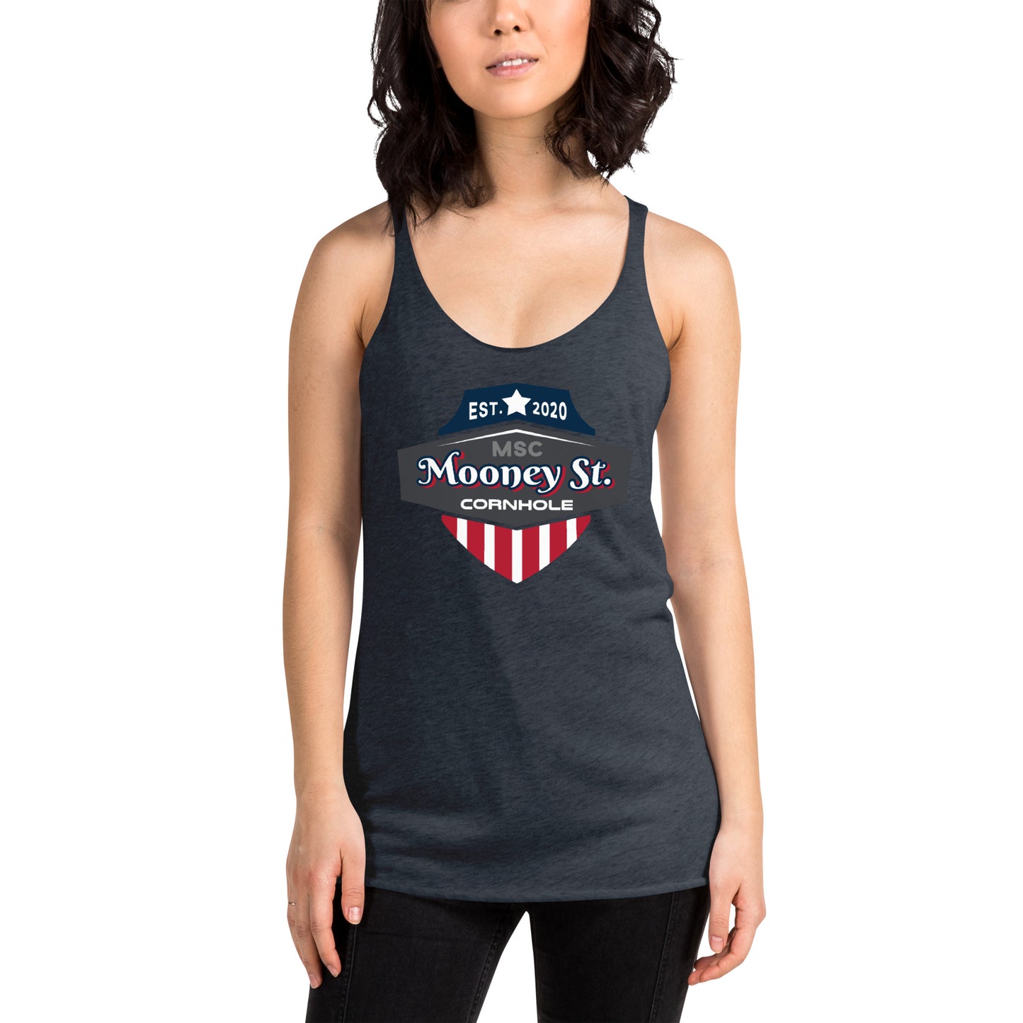 Mooney St. Cornhole Women's Racerback Tank