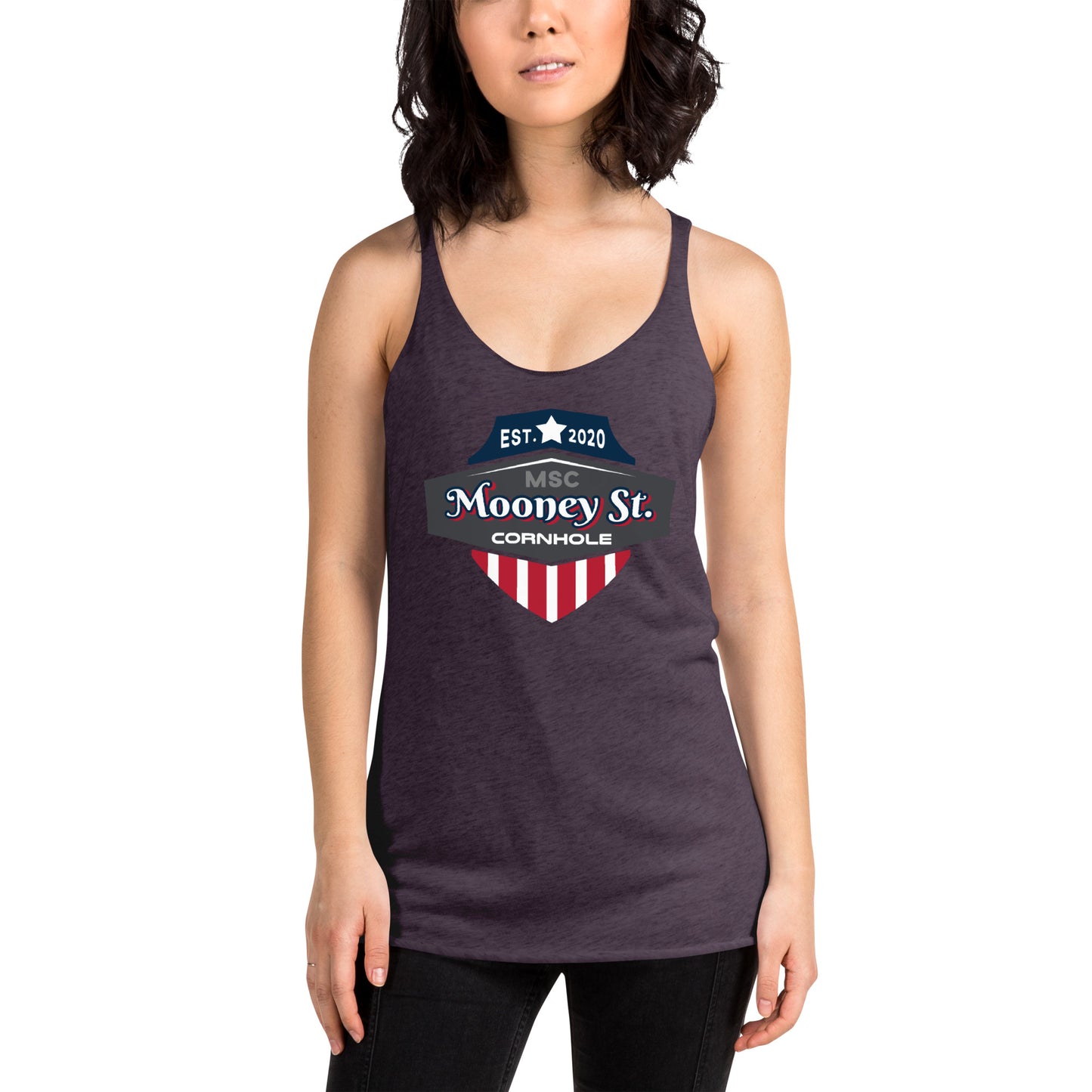 Mooney St. Cornhole Women's Racerback Tank