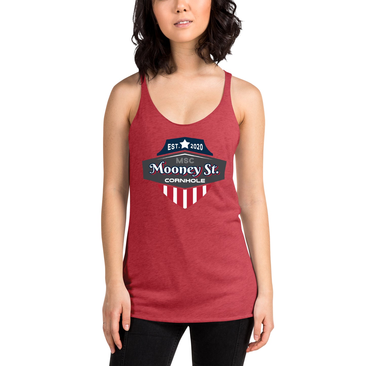 Mooney St. Cornhole Women's Racerback Tank