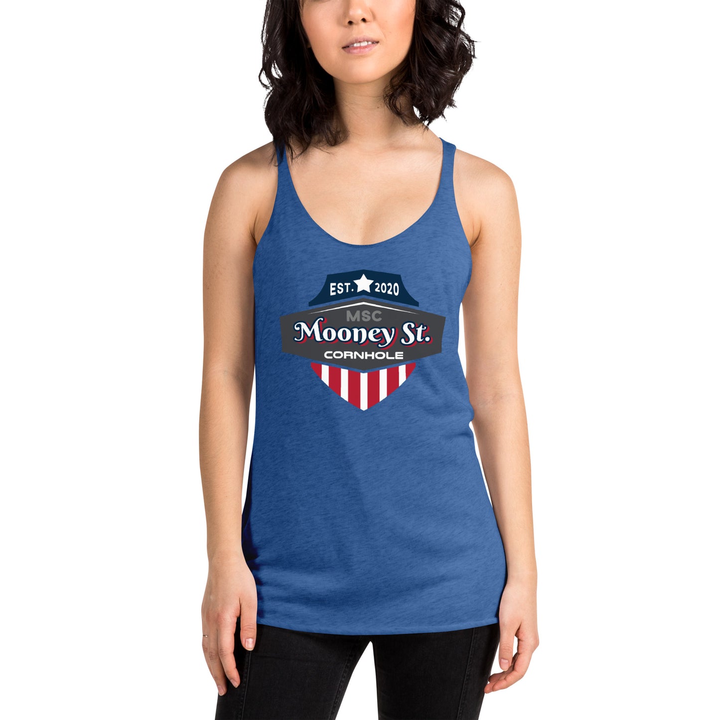 Mooney St. Cornhole Women's Racerback Tank
