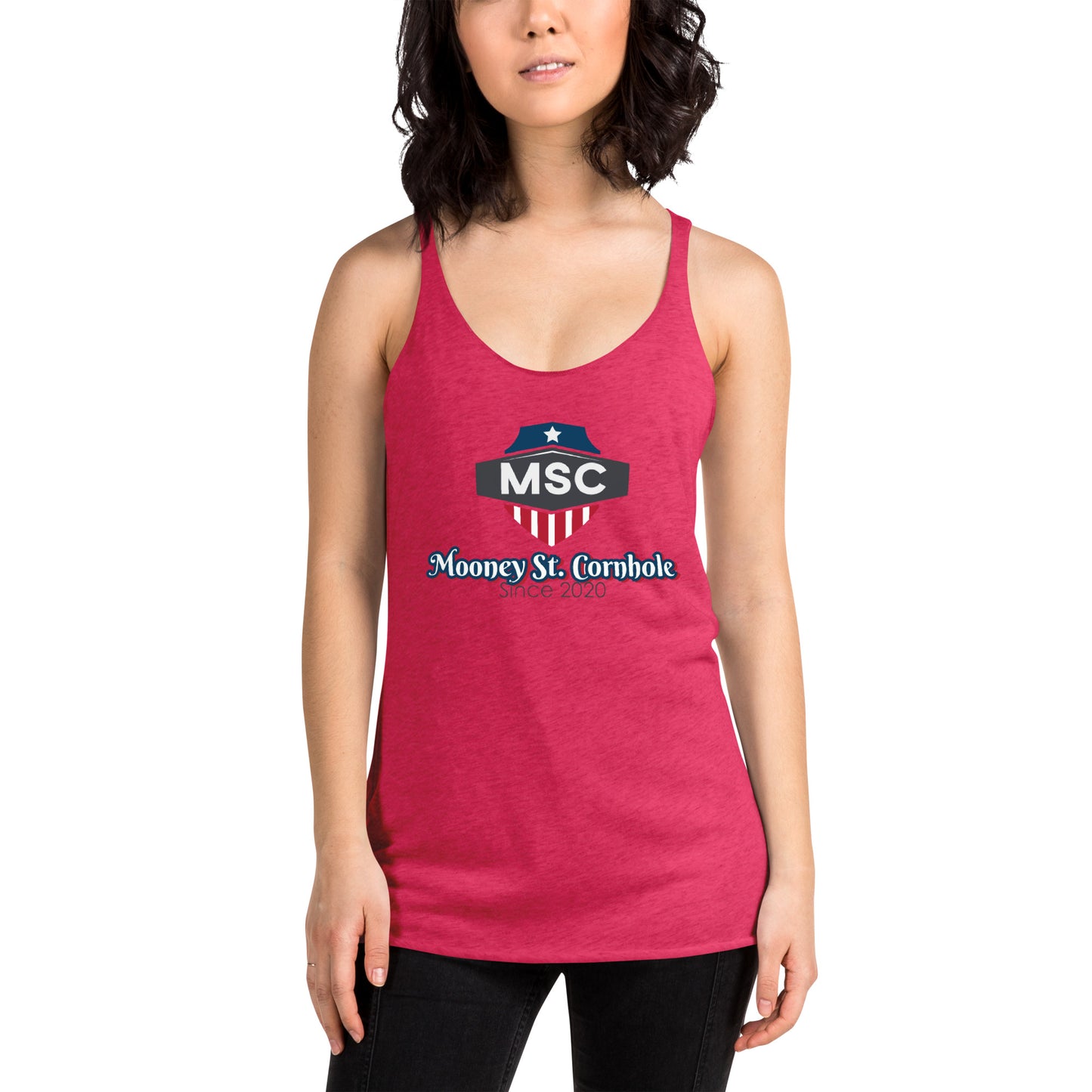 Mooney St. Cornhole Women's Racerback Tank