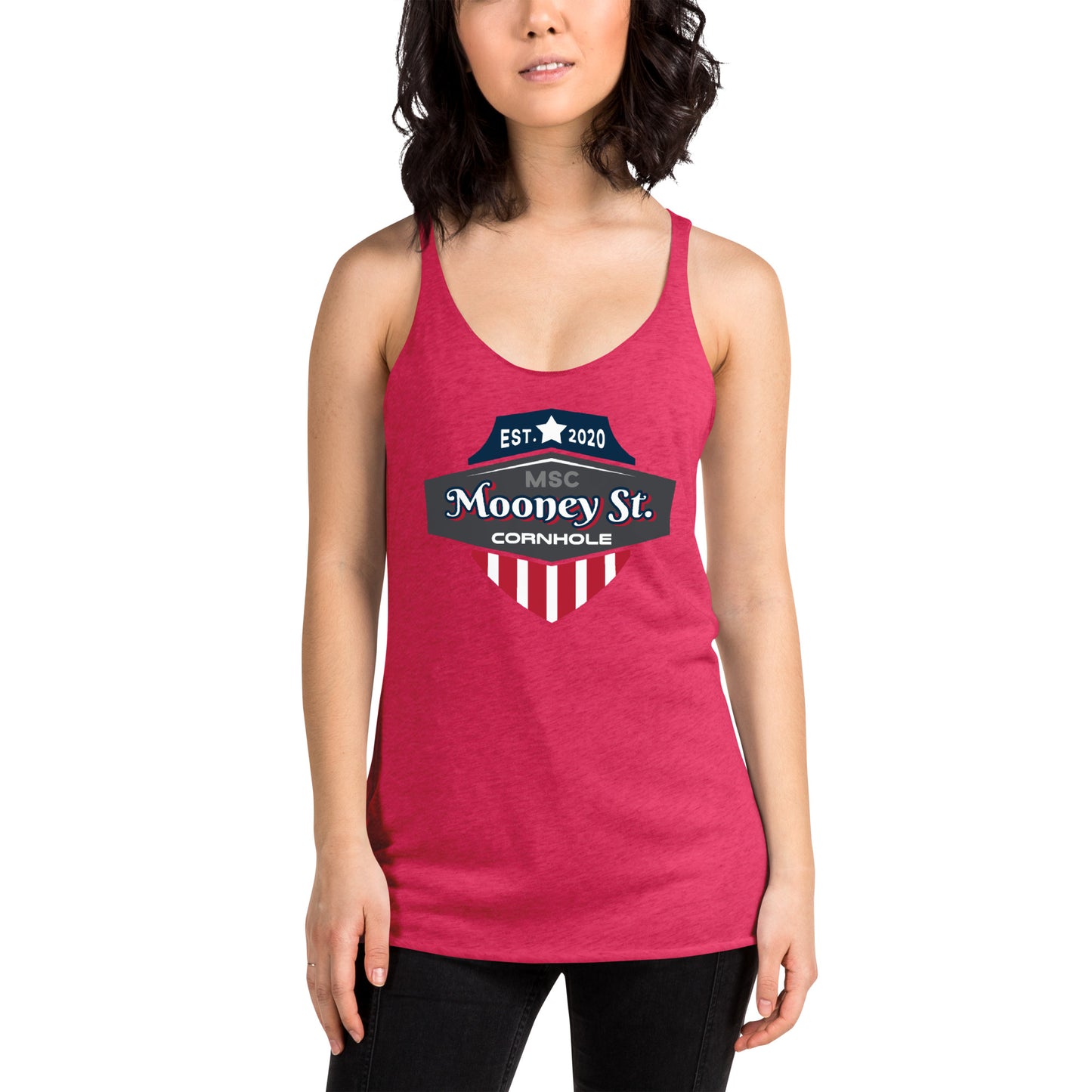 Mooney St. Cornhole Women's Racerback Tank