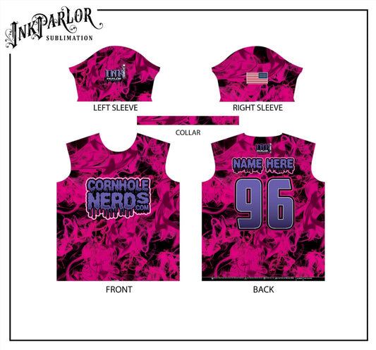 Cornhole Nerds pink smoke jersey