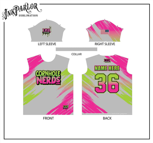 Cornhole Nerds gray/pink/green Jersey