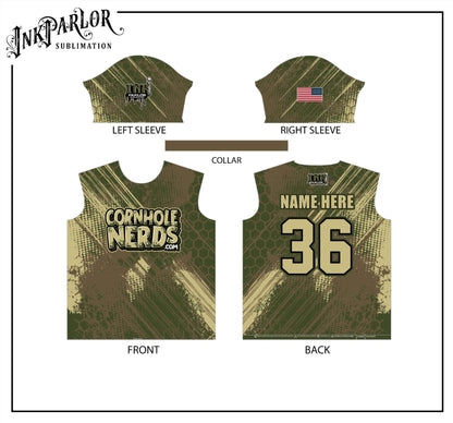 Cornhole Nerds NEW COLORWAYS army green/tan/black jersey(s)