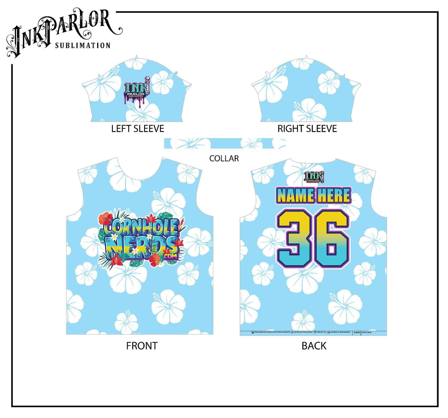 Cornhole Nerds blue/white flowers jersey