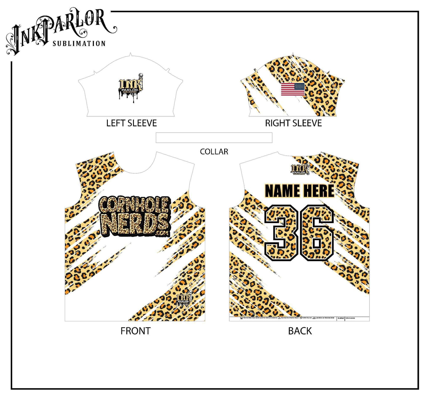 Cornhole Nerds white leopard jersey