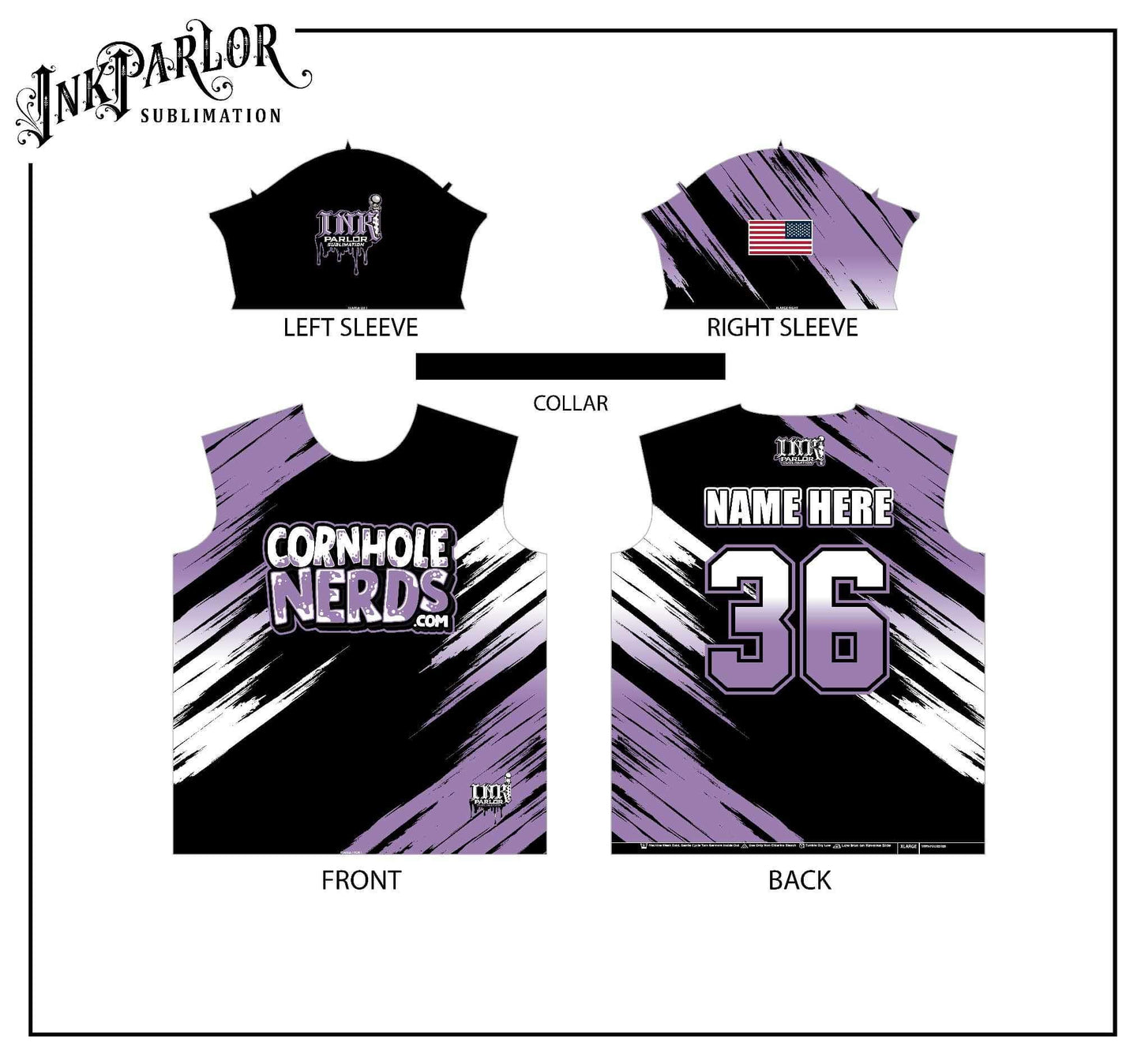 Cornhole Nerds black/light purple/white jersey