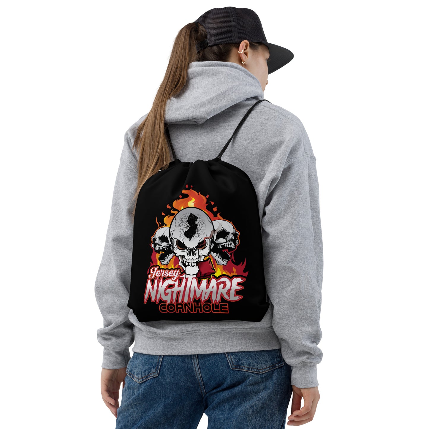 Jersey Nightmare Cornhole Drawstring bag