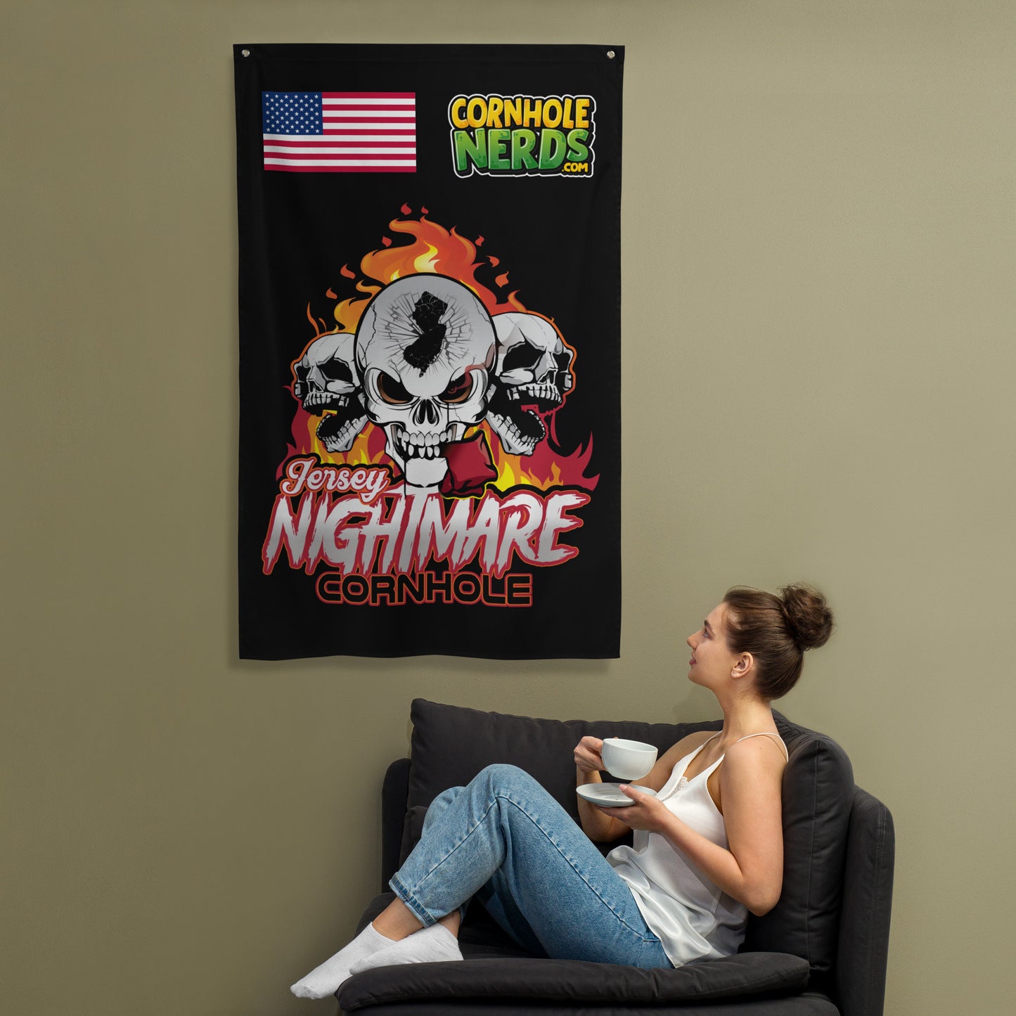 Jersey Nightmare Cornhole Flag