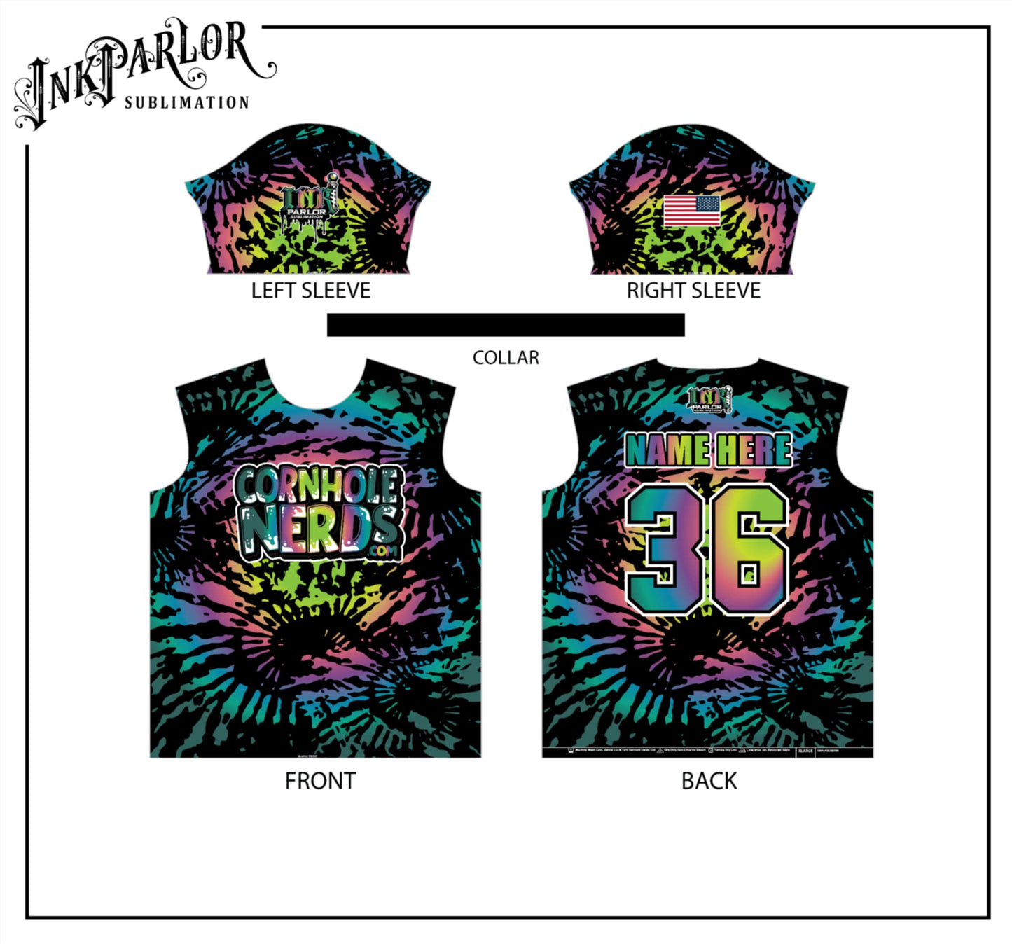 Cornhole Nerds the boss's summertime tie dye jerseys