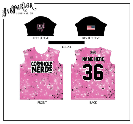 Cornhole Nerds Sparkles Black logo Jersey