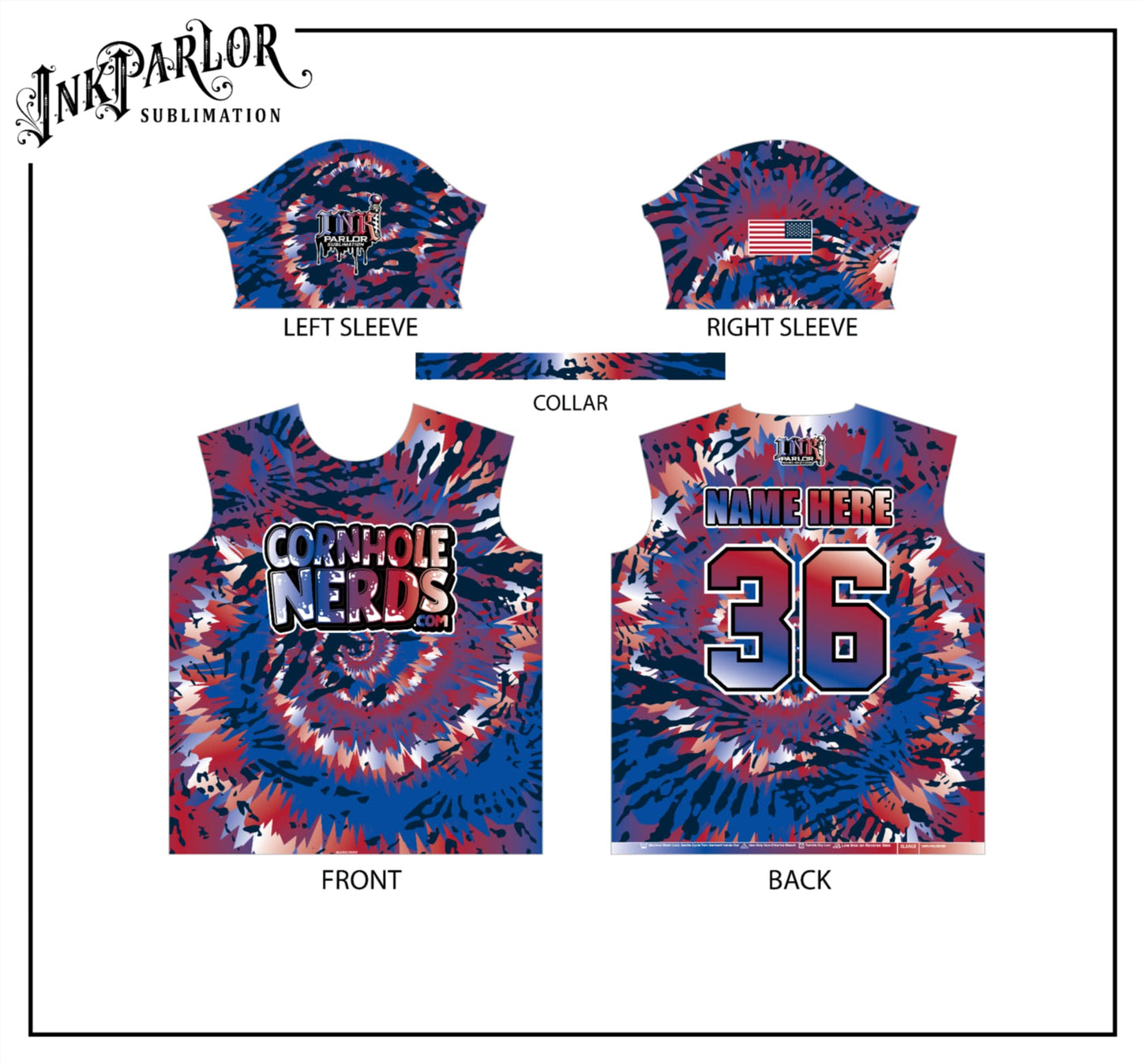 Cornhole Nerds the boss's summertime tie dye jerseys