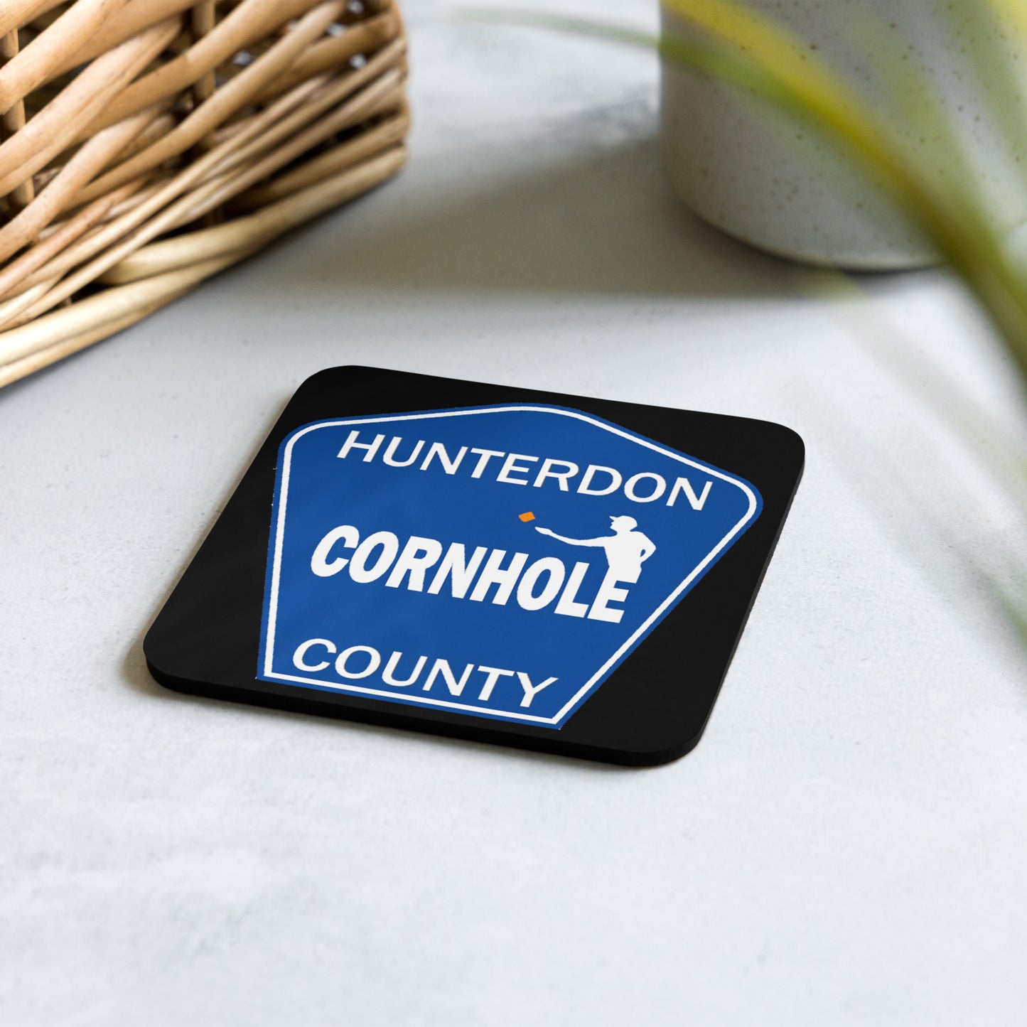Hunterdon County Cornhole Cork-back coaster