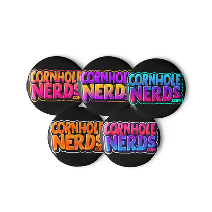 Cornhole Nerds set of pin buttons