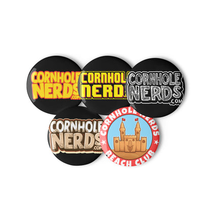 Cornhole Nerds set of pin buttons