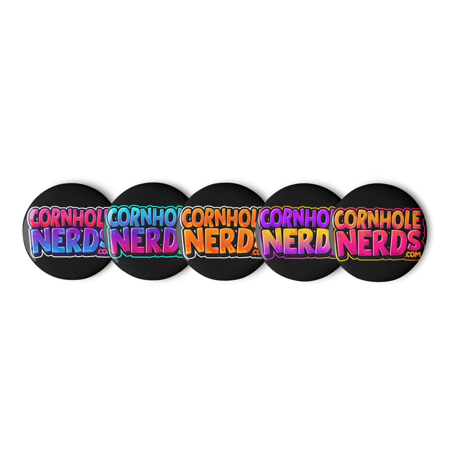 Cornhole Nerds set of pin buttons