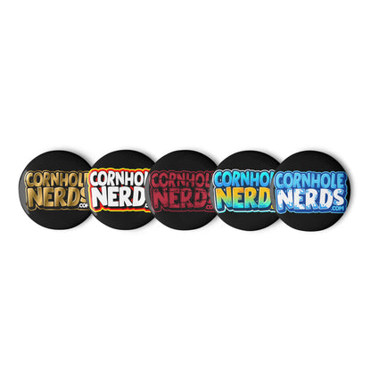 Cornhole Nerds set of pin buttons