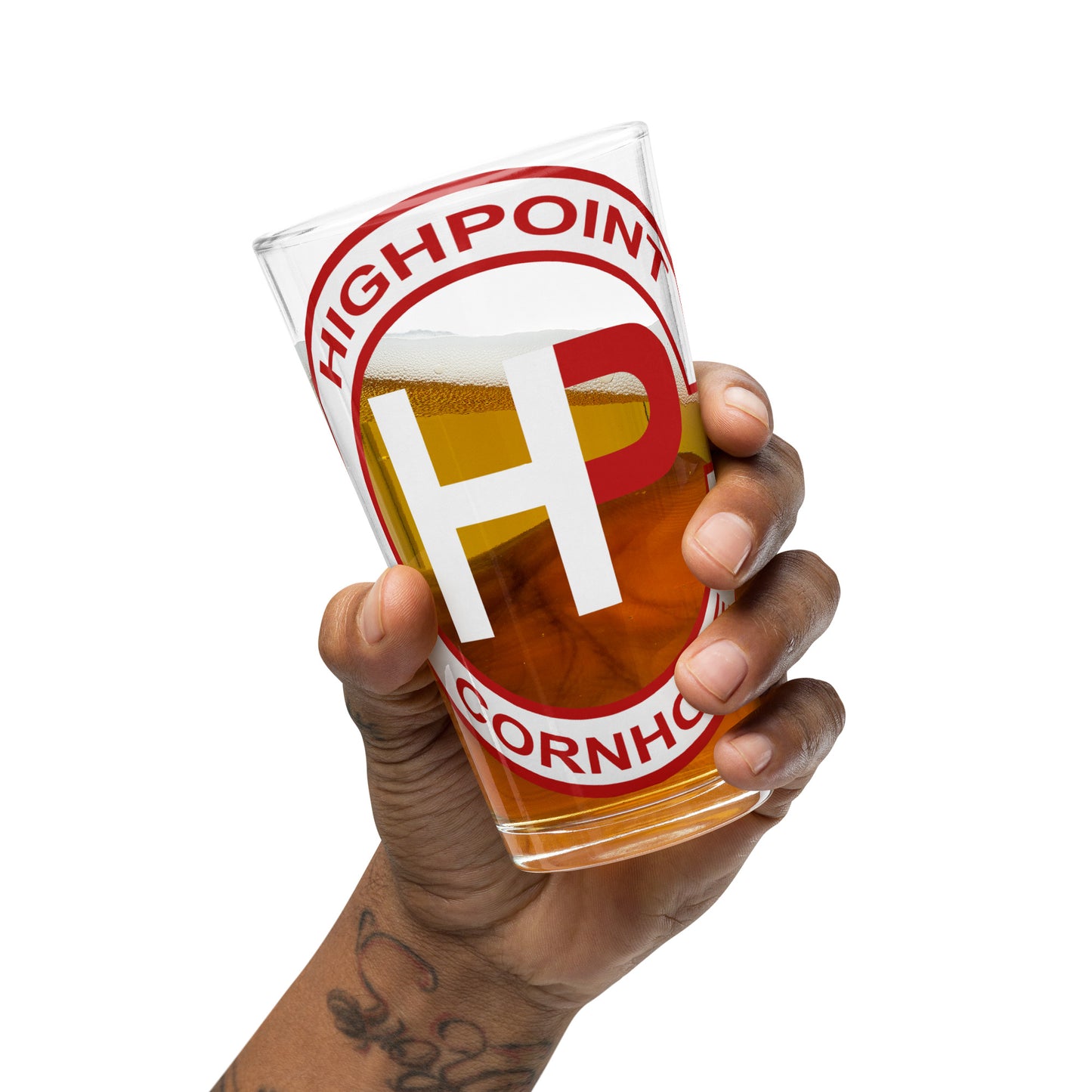 Highpoint Cornhole Shaker pint glass