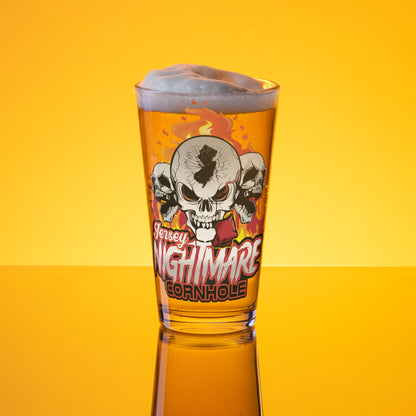 Jersey Nightmare Cornhole Shaker pint glass