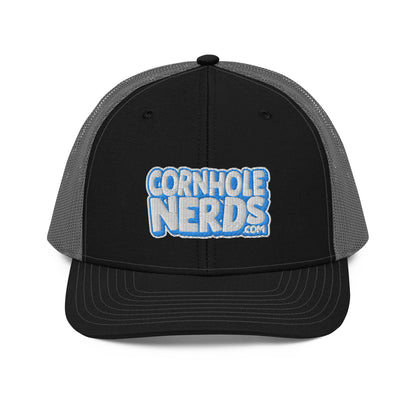 white/light blue nerds logo Richardson 112 snapback Trucker hat