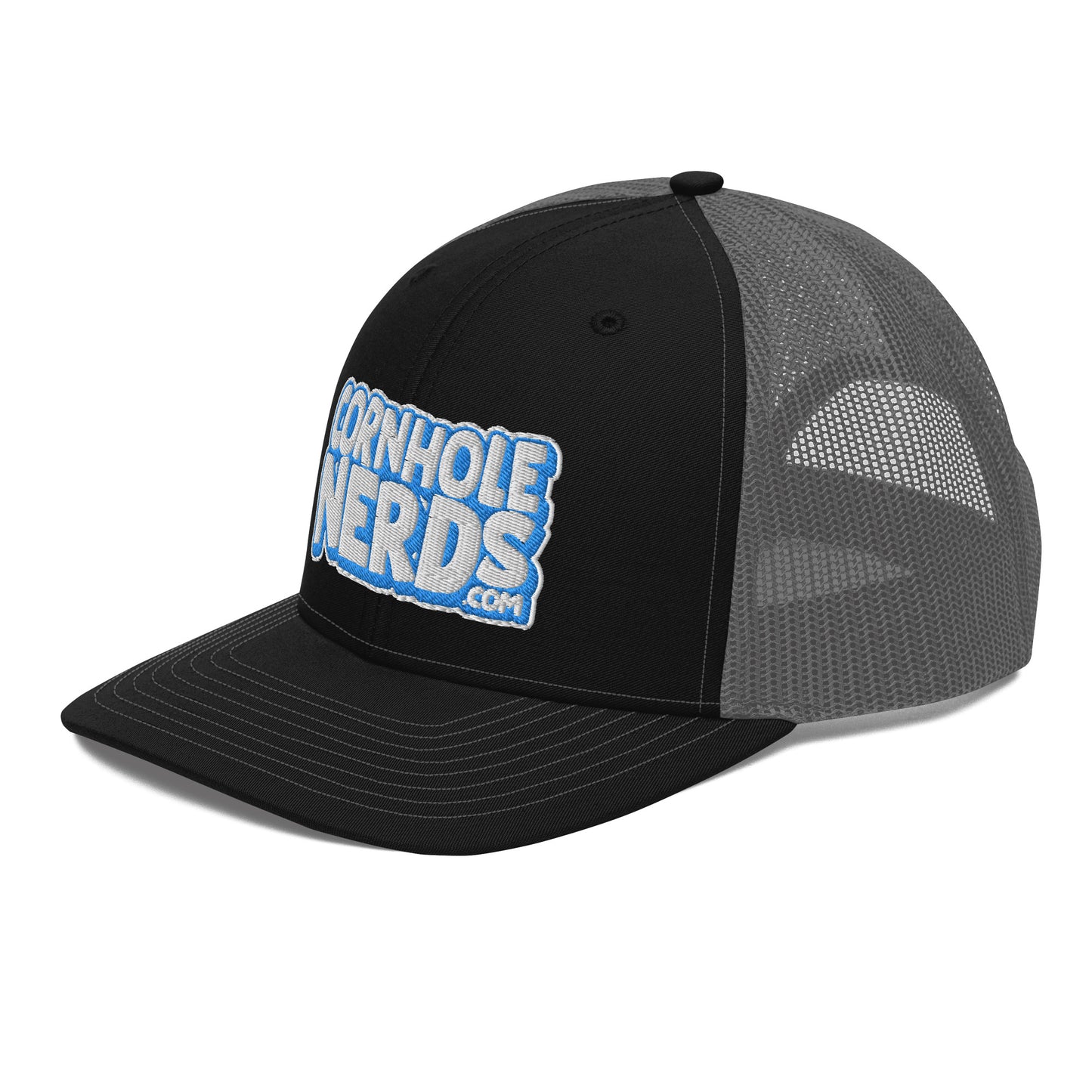 white/light blue nerds logo Richardson 112 snapback Trucker hat