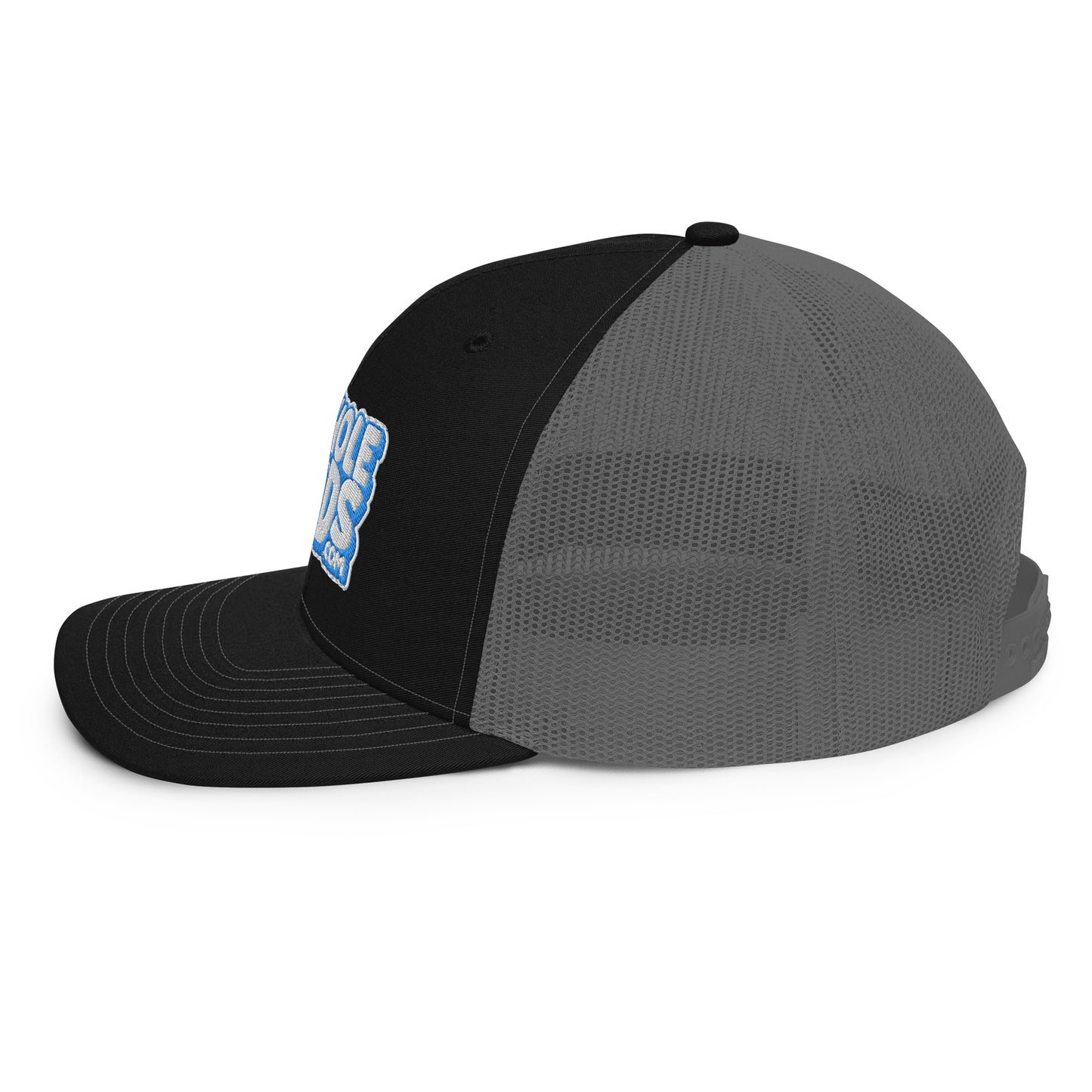 white/light blue nerds logo Richardson 112 snapback Trucker hat