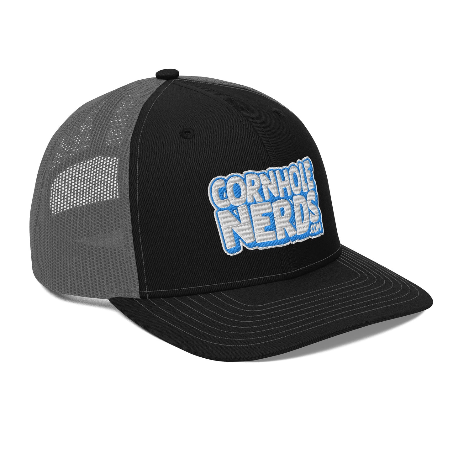 white/light blue nerds logo Richardson 112 snapback Trucker hat