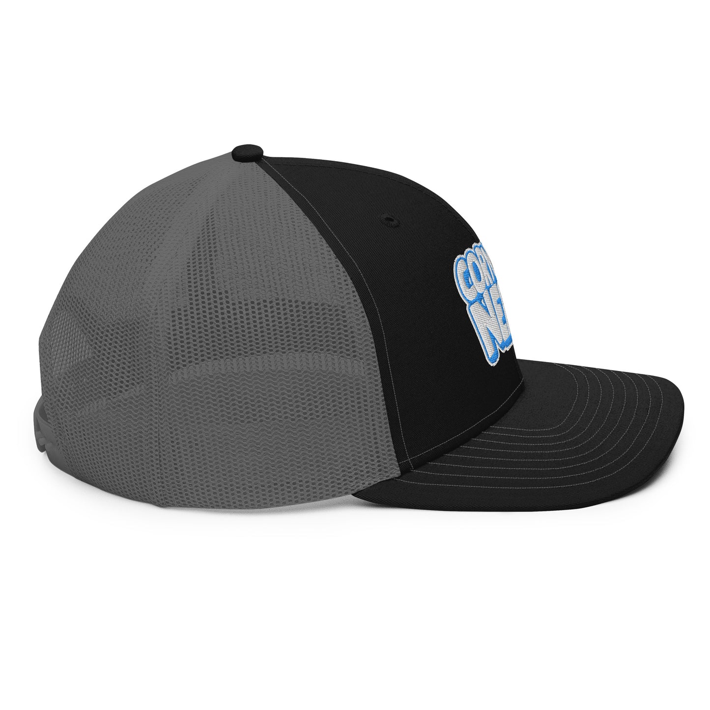 white/light blue nerds logo Richardson 112 snapback Trucker hat