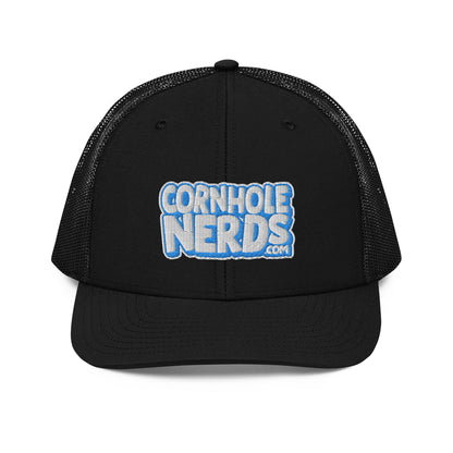 white/light blue nerds logo Richardson 112 snapback Trucker hat