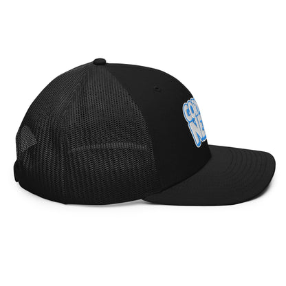 white/light blue nerds logo Richardson 112 snapback Trucker hat