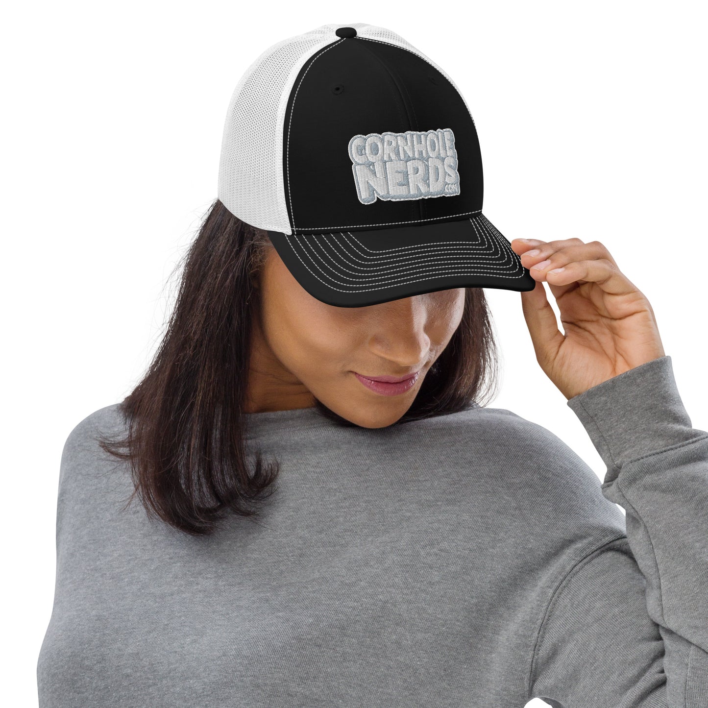 White/gray Nerds logo Richardson 112 snapback Trucker hat