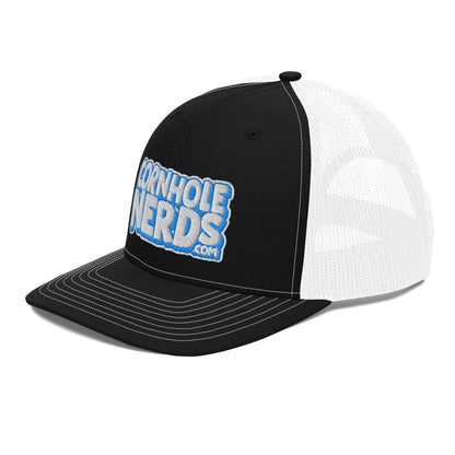 white/light blue nerds logo Richardson 112 snapback Trucker hat